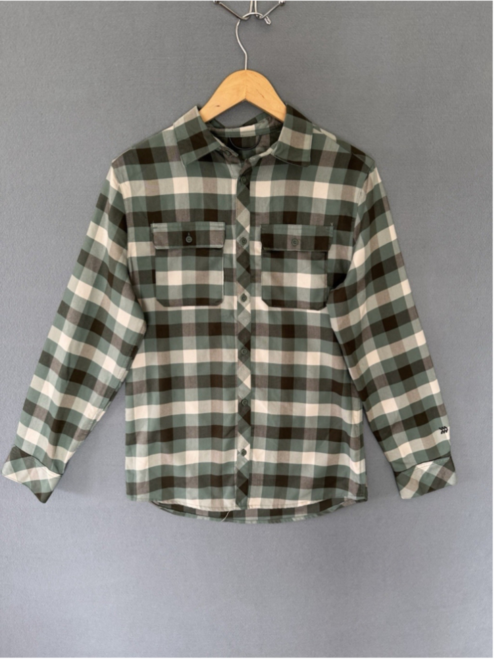 All in Motion Men's Long Sleeve Flannel Shirt in dark green Size Small